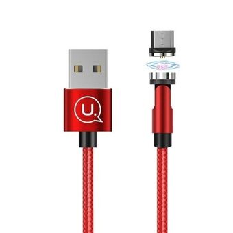 USAMS Magnetic cable U59 microUSB 2.1A Fast Charge 1m braided red / red SJ474USB02 (US-SJ474) adjustable angle