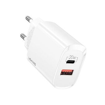 USAMS Governance. network. 1xUSB-C + 1xUSB T35 20W (head only) PD3.0 + QC3.0 Fast charging white / white CC121TC01 (US-CC121)