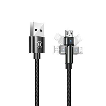 USAMS twisted cable U60 2A microUSB black / black 1m SJ478USB01 (US-SJ478)