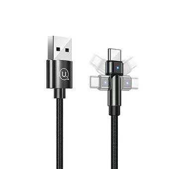 USAMS U60 2A USB-C braided swivel cable black / black 1m SJ477USB01 (US-SJ477)