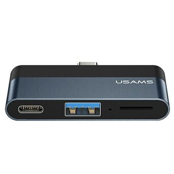 USAMS Adapter HUB USB 3.0 / USB-C / Micro SD gray / gray SJ491HUB01 (US-SJ491)