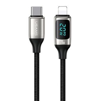 USAMS U78 USB-C to Lightning LED 1.2m 20W PD Fast Charge Cable White / White SJ545USB02 (US-SJ545)