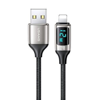 USAMS U78 lightning 1.2m LED cable 2.4A Fast charging silver black SJ543USB02 (US-SJ543)