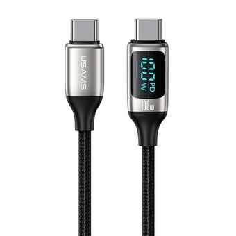 USAMS U78 USB-C to USB-C LED 1.2m 100W Fast Charging Cable White / White SJ546USB02 (US-SJ546)