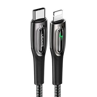 USAMS USB-C to Lightning Smart Power-off 20W PD Cable 1.2m Black / Black SJ518USB01 (US-SJ518)