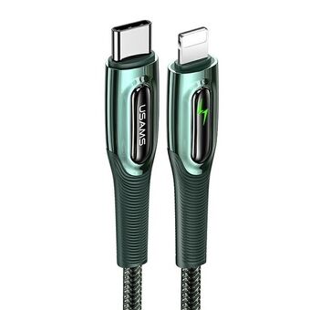 USAMS USB-C to Lightning Smart Power-off Cable 20W PD Cable 1.2m Dark Green / Dark Green SJ518USB02 (US-SJ518)