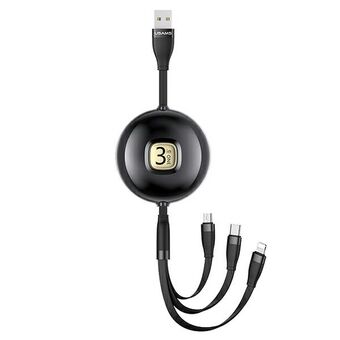 USAMS Cable U69 3i1 1m black / black (lightning / microUSB / USB-C) SJ508USB01 (US-SJ508)