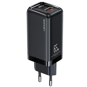 USAMS Governance. network. 1xUSB-C + 1xUSB T47 65W PD Quick Charge Super Si black / black CC153TC01 (US-CC153)