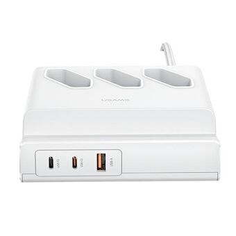 USAMS Power strip 65W Super Si Fast charging USB extension plug EU white/white CC160TC01 (US-CC160)