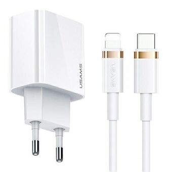 USAMS Governance. network. 1xUSB-C T34 20W 5V-3A PD3.0 + U63 USB-C to lightning cable 20W white/white T49OCLN01