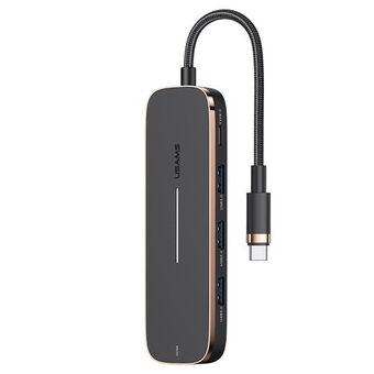 USAMS Adapter HUB 3xUSB + USB-C + HDMI black / black SJ578HUB01 (US-SJ578)