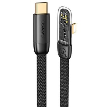 USAMS USB-C to Lightning PD angled cable 20W fast charging Iceflake Series 1.2m black/black SJ583USB01 (US-SJ583)