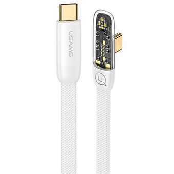 USAMS Angled Cable USB-C to USB-C PD 100W Fast Charging Iceflake Series 1.2m White/White SJ584USB02 (US-SJ584)