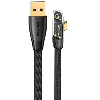 USAMS angled cable USB to USB-C PD 6A 66W Fast charging Iceflake Series 1.2m black/black SJ585USB01 (US-SJ585)