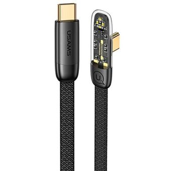 USAMS angled cable USB-C to USB-C PD 100W Fast charging Iceflake Series 2m black/black SJ587USB01 (US-SJ587)