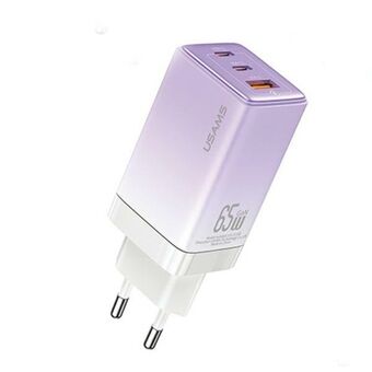 USAMS load. network. 2xUSB-C+1xUSB 65W (main only) GaN PD3.0 +QC3.0 Fast charging violet/gradient purple Sandru Series CC180TC03 (US-CC180)