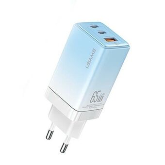 USAMS load. network. 2xUSB-C+1xUSB 65W (main only) GaN PD3.0 +QC3.0 Fast charging blue/gradient blue Sandru Series CC180TC04 (US-CC180)