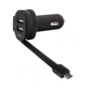 Xqisit order. alone. 6A Dual USB + microUSB car charger black / black 20425