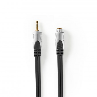 Stereo audio cable | 3.5 male connector - 3.5 mm female connector | 10.0 m | gray