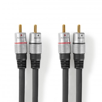 Stereo audio cable | 2 x RCA male connector - 2 x RCA male connector | 20.0 m | gray