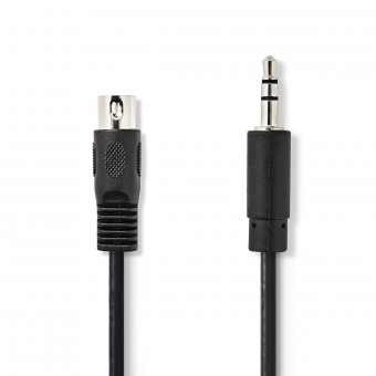 DIN audio cable | DIN 5-pin male connector | 3.5 mm male connector | 1.0 m | Black