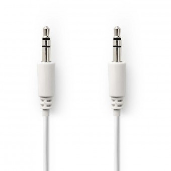 Stereo audio cable | 3.5 mm male connector, slim | 3.5 mm male connector, slim | 1.0 m | White