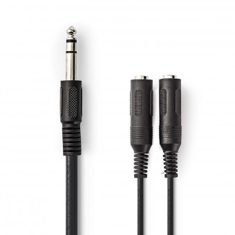 Stereo audio cable | 6.35 mm male connector | 2 x 6.35 mm Hunting | 0.2 m | Black