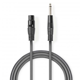 Unbalanced XLR audio cable | XLR 3-pin female connector - 6.35 mm male connector | 10 m | gray