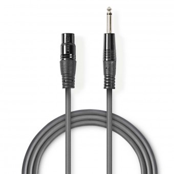 Unbalanced XLR audio cable | XLR 3-pin female connector - 6.35 mm male connector | 1.5 m | gray