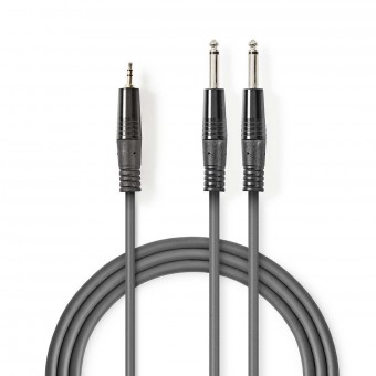 Stereo audio cable | 2 x 6.35 mm male connector - 3.5 mm male connector | 3.0 m | gray