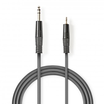 Stereo audio cable | 6.35 mm male connector - 3.5 mm male connector | 3.0 m | gray