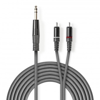 Stereo audio cable | 6.35 mm male connector - 2 x RCA male connector | 1.5 m | gray