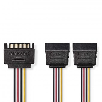 Internal power cable | 15-pin SATA male connector | 2 x 15-pin SATA female connector | 0.15 m | Various