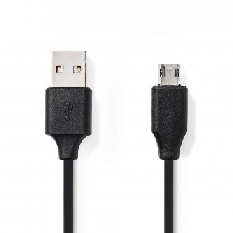 USB 2.0 cable | A male connector | Micro B male connector, reversible | 1.0 m | Black