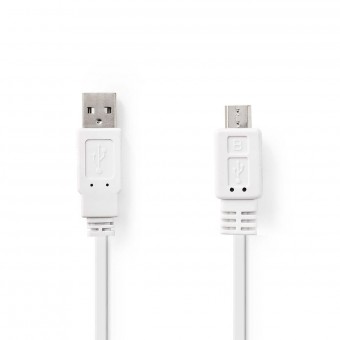 USB 2.0 Flat Cable | A male connector | micro B male connector | 1.0 m | White