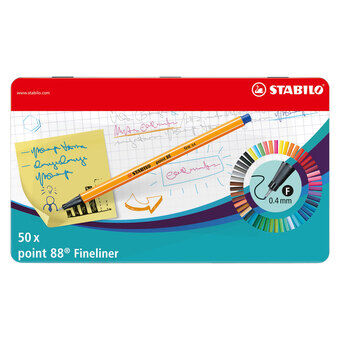 STABILO point 88 Metal Box Fineliners, 50 pcs.