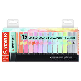 STABILO BOSS ORIGINAL Deskset Pastel, 15 pcs.