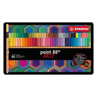 STABILO Point 88 ARTY Metal Box Fineliners, 66pcs.