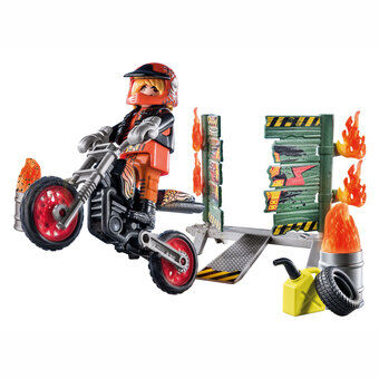 Playmobil Starterpack Stunt Show Motor with Fire Wall - 71256