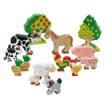 Goki Wooden Farm Animals, 14pcs.