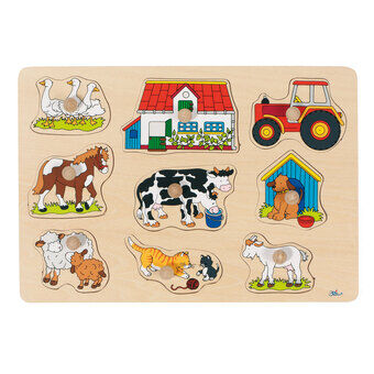 Goki Wooden Stud Puzzle Farm