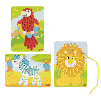 Goki Wooden Stringing Puzzles, 3pcs.