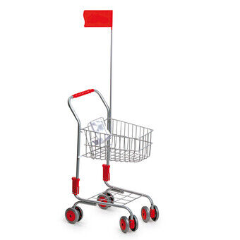 Shopping cart with doll seat and flag