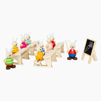 Small Foot - Wooden Dollhouse Rabbits School Classroom Playset