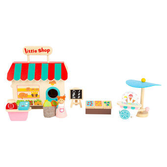 Small Foot - Wooden Take-along Play Shop Poppenhuis, 15dlg.