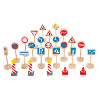 Small Foot - Wooden Mini Traffic Sign Set, 25 pcs.