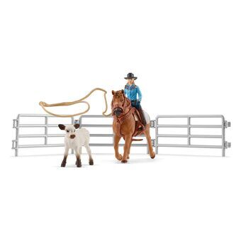 schleich FARM WORLD Team Roping with Cowgirl 42577