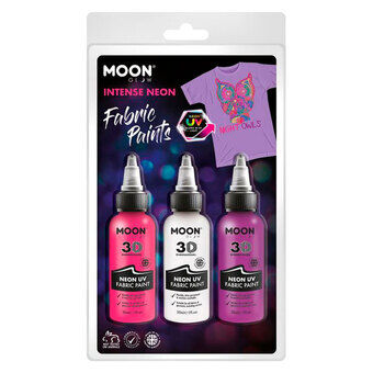 Textile paint Neon 3x30ml - White, Pink, Purple