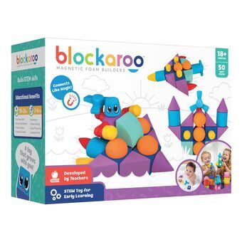 Blockaroo Magnetic Foam Blocks Builders Box, 50pcs.