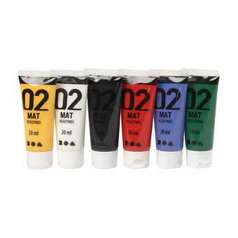 Acrylic paint - Various colours, 02 - Matt, 6x20ml